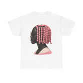 Pink Beaded Hair Unisex Heavy Cotton Tee, Stylish and Comfortable Tee for Daily Wear