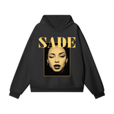 Sade gold portrait 460gsm pullover hoodie — Black Beauty, large front print