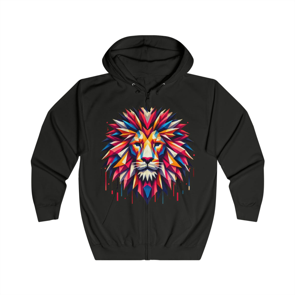 Geometric Lion Design Hoodie - Unisex Stylish Wear for Nature Lovers