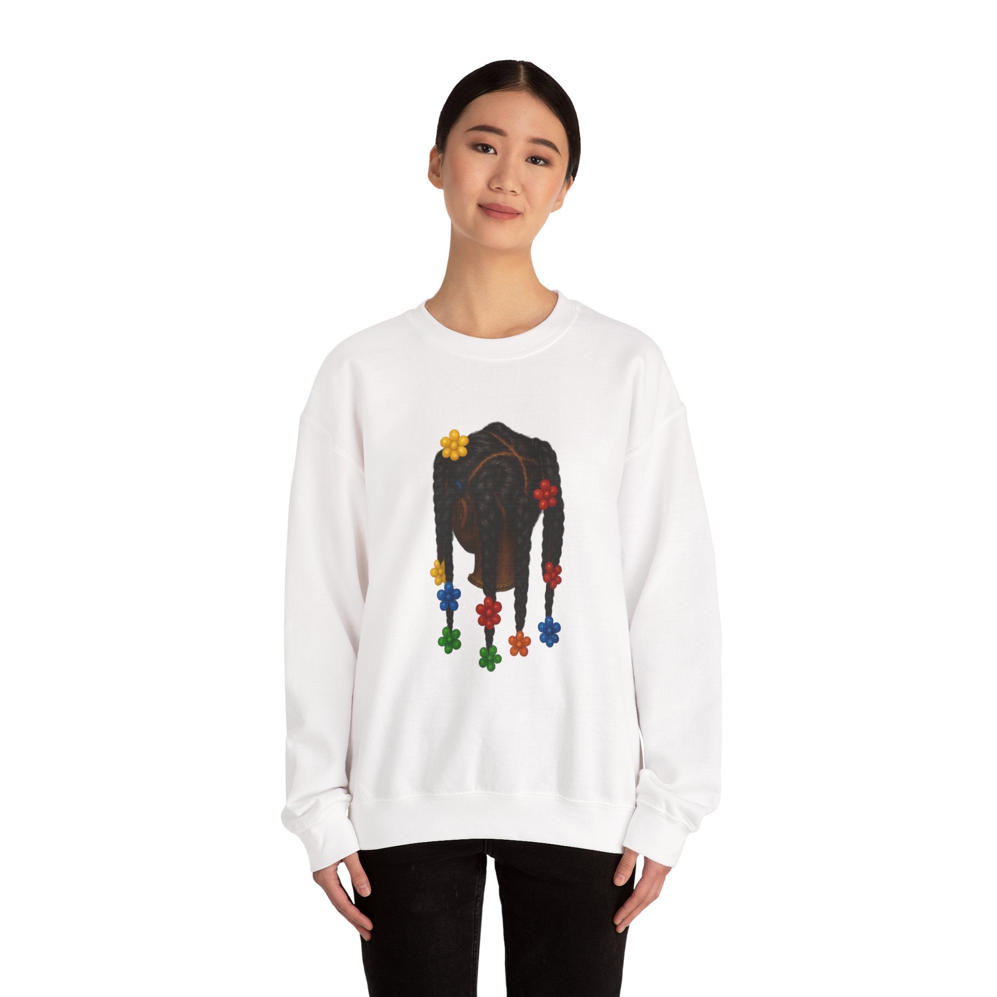 Colorful Flower Braid Crewneck Sweatshirt – Unisex Heavy Blend™
