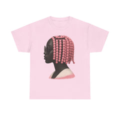 Pink Beaded Hair Unisex Heavy Cotton Tee, Stylish and Comfortable Tee for Daily Wear