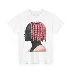 Pink Beaded Hair Unisex Heavy Cotton Tee, Stylish and Comfortable Tee for Daily Wear