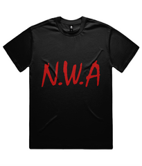 Classic NWA heavyweight tee in Black, red print without white background