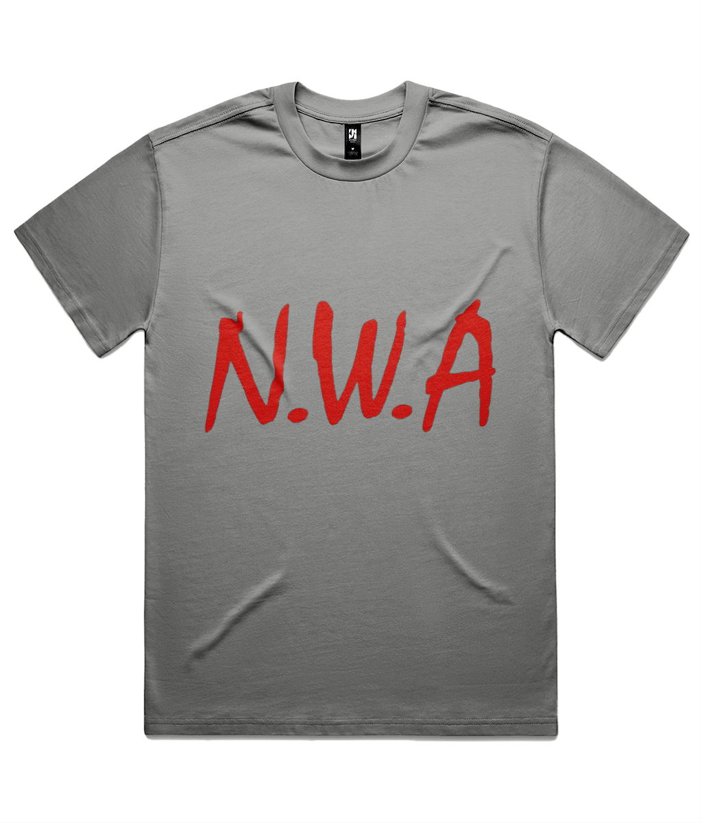 Classic NWA heavyweight tee in Athletic Heather, red print without white background