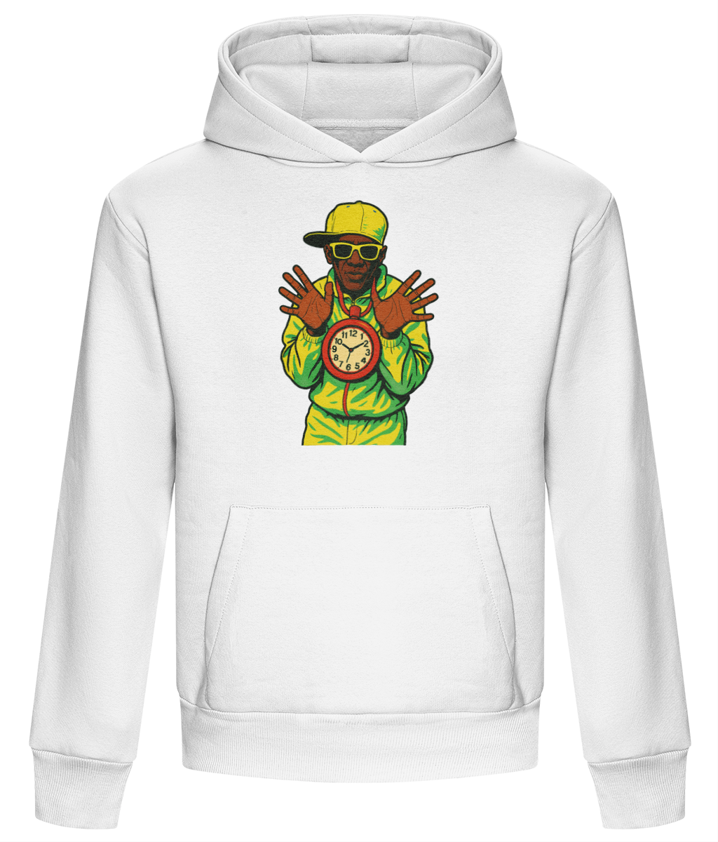 Flavor Flav heavyweight pullover hoodie in Arctic White with front kangaroo pocket